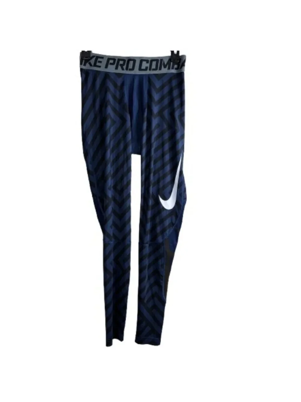 Nike Pro Combat Compression Leggings Men’s Geometric Blue Sz Large Gym Workout
